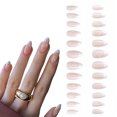 thumbnail image 1 of Juego completo de uñas postizas francesas, uñas postizas con perlas para mujeres y niñas, 24 Uds., 1 of 5