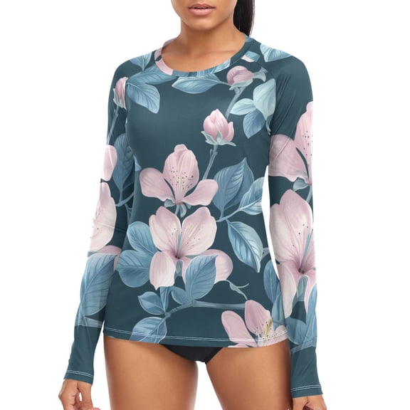 joogoo Womens UPF 50 Rash Guard Blossoming Lycorisradiata Flower Long Sleeve UV Protection Sun Shirts Tops S