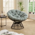 thumbnail image 2 of 36'' Swivel Papasan Chair with Cushion, Outdoor Indoor Rattan Reading Chair, 360° Round Lounge Chair with PE Wicker Frame, Cozy Bowl Accent Chair for Patio Porch Garden Deck Poolside, 2 of 9