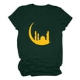 thumbnail image 5 of Penkiiy Happy Ramadan Tops Blouse for Women Women's Graphic Tees Moon Print Short Sleeve Round Neck T Shirts Tops XL Green, 5 of 6