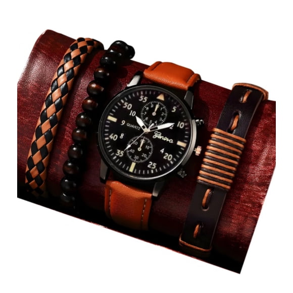 Juego De 5 Piezas De Reloj Deportivo New Street Para Hombre Modelo Marrón