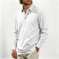 thumbnail image 2 of Hngshg Mens T-Shirts Big and Tall Comfy Button Up Collared Tops Long Sleeve Solid Color Pullover Tee Shirts, 2 of 7