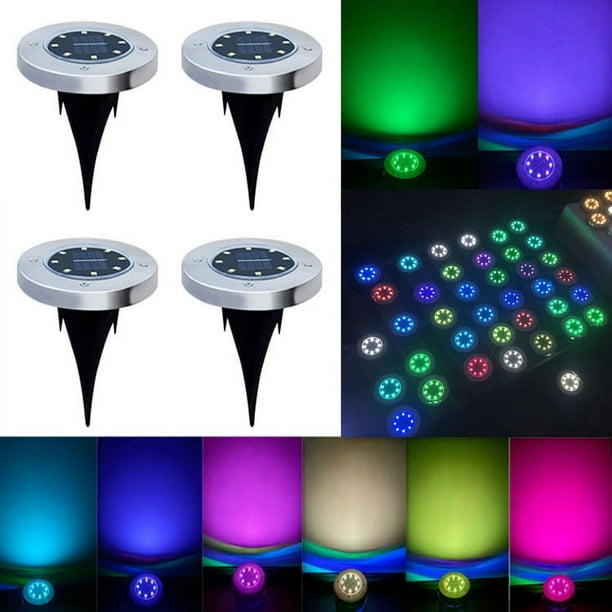 Luz solar subterránea para jardín al aire libre, luz de suelo con enchufe a tierra, luz subterránea de 8 LED, luz de terraza para paisaje de jardín, resistente al agua