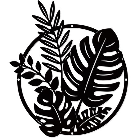 Jungle Leaf Metal Wall Art Decor Matte Style Wall Hanging Decor Silhouette Wall Art for Living Room Bedroom Wall Festival Decoration Gift 9.84×11.3 Inch Matte Gunmetal Color