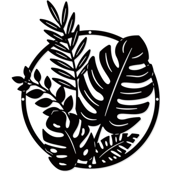 Jungle Leaf Metal Wall Art Decor Matte Style Wall Hanging Decor Silhouette Wall Art for Living Room Bedroom Wall Festival Decoration Gift 9.84×11.3 Inch Matte Gunmetal Color