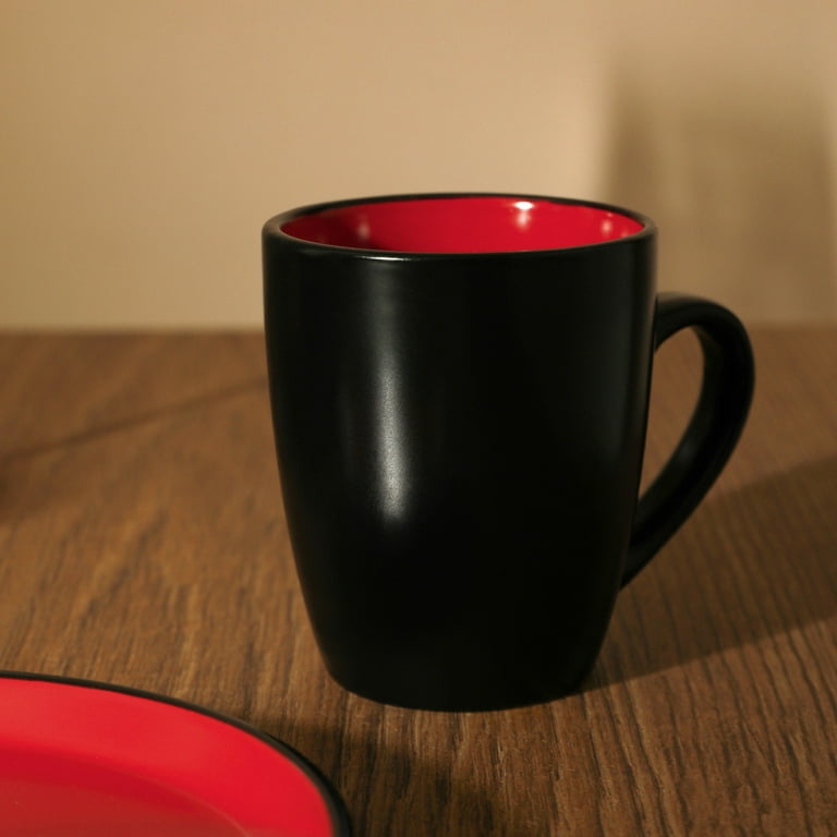 Stone Lain Albie 16-Piece Stoneware Dinnerware Set, Red and Black