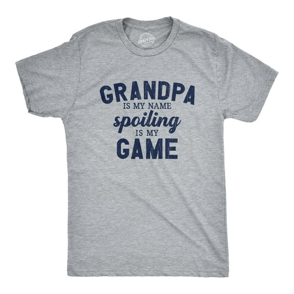 Mens Grandpa Is My Name Spoiling Is My Game T Shirt Funny Pampering Grandfather Tee for Guys Graphic Tees