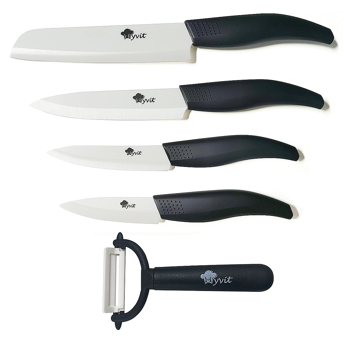 5 Pcs Ceramic Knife Set, Professional Home Kitchen Knife with Covers, 6" Chef Knife, 5" Utility