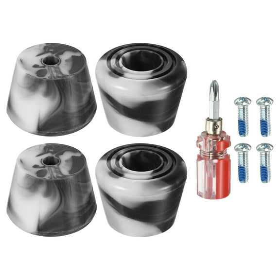 Uxcell Roller Skate Toe Stops with Screwdriver 82A Rubber Brake Stoppers Block, Mixed Black White 2 Pair