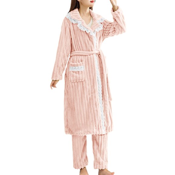 Sngxgn Women's Pajama Set, Long Sleeve Cotton Top & Pants, Soft & Cozy Loungewear(Pink,XL)