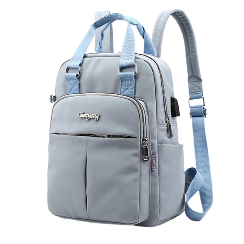 Backpack Women Daypack Laptop School Rucksack with USB Port Backpack Elegant for outdoor 36x28cm Light Blue Walmart