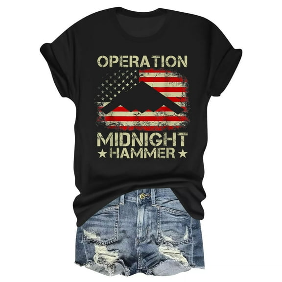 Operation Midnight Hammer T-Shirt – Bold American Flag & Mountain Design – Patriotic Style – Ideal for Veterans & Military Enthusiasts
