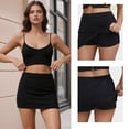 thumbnail image 6 of Womens Mini Skirts Black High Waist Bodycon Skirt with Shorts Underneath, 6 of 7