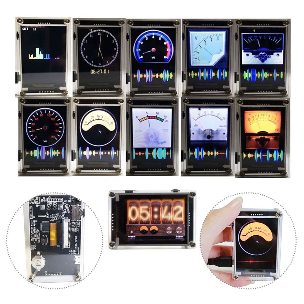 Voice Controlled Music Level Vu Meter2.4Inch Rhythm Hd Lcd True Color Simulation