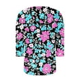 thumbnail image 6 of JTZGDY Womens Plus Size Tops Casual 3/4 Sleeve Shirts Square Neck Cute Summer Floral Tops Trendy Loose Blouses Soft Comfy Three Quarter Length Oversized Crewneck Tees Purple#02 L, 6 of 6
