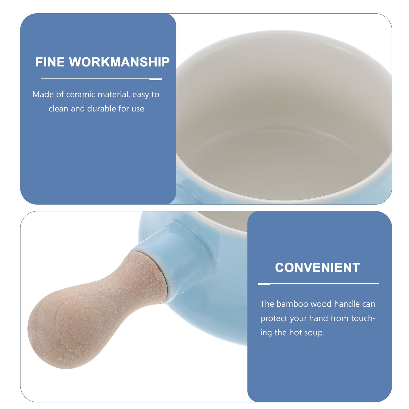 UPKOCH 1Set Snack Bowls for Use Blue Flat Bottom Design for People who Enjoy Various Foods in Kitchen