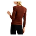 thumbnail image 2 of INC Womens Brown Ruched 3/4 Sleeve Crew Neck Top Size: XS, 2 of 4