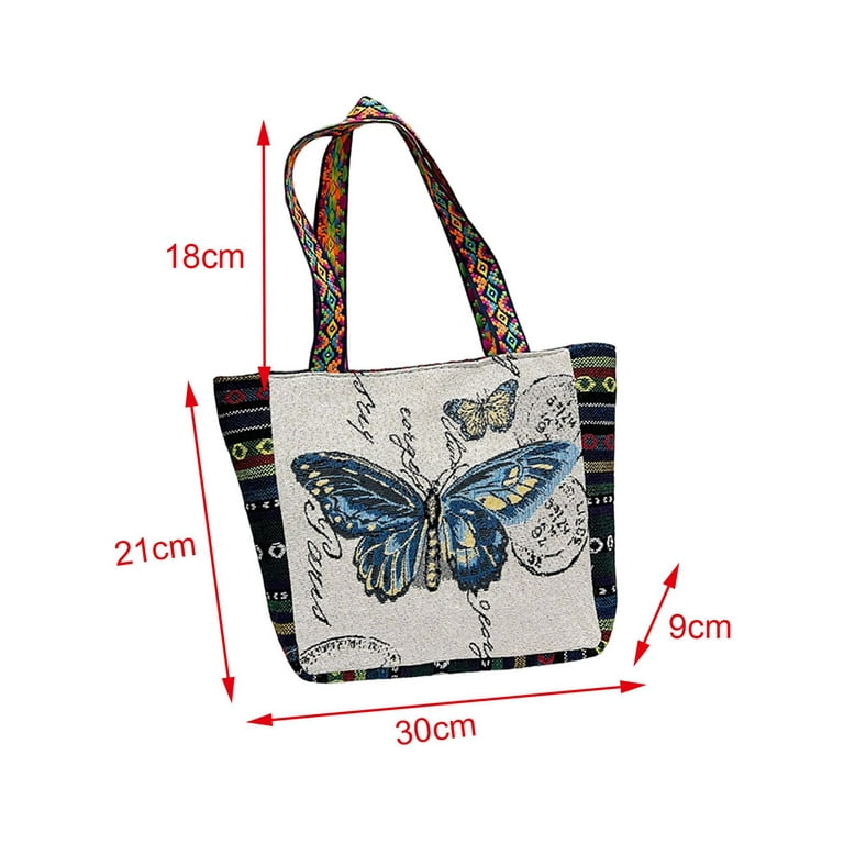 Geometric Print Handbag, Butterfly Decor Crossbody Bag, Women's