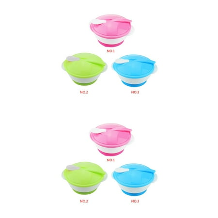 

2pcs Baby Feeding Bowl with Sucker and Temperature Sensing Spoon Suction Cup Bowl Dishes Tableware Set for Children Kids