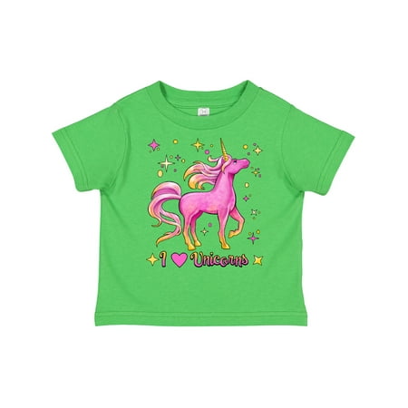 

Inktastic I Love Unicorns- Pink and Yellow Gift Toddler Boy or Toddler Girl T-Shirt