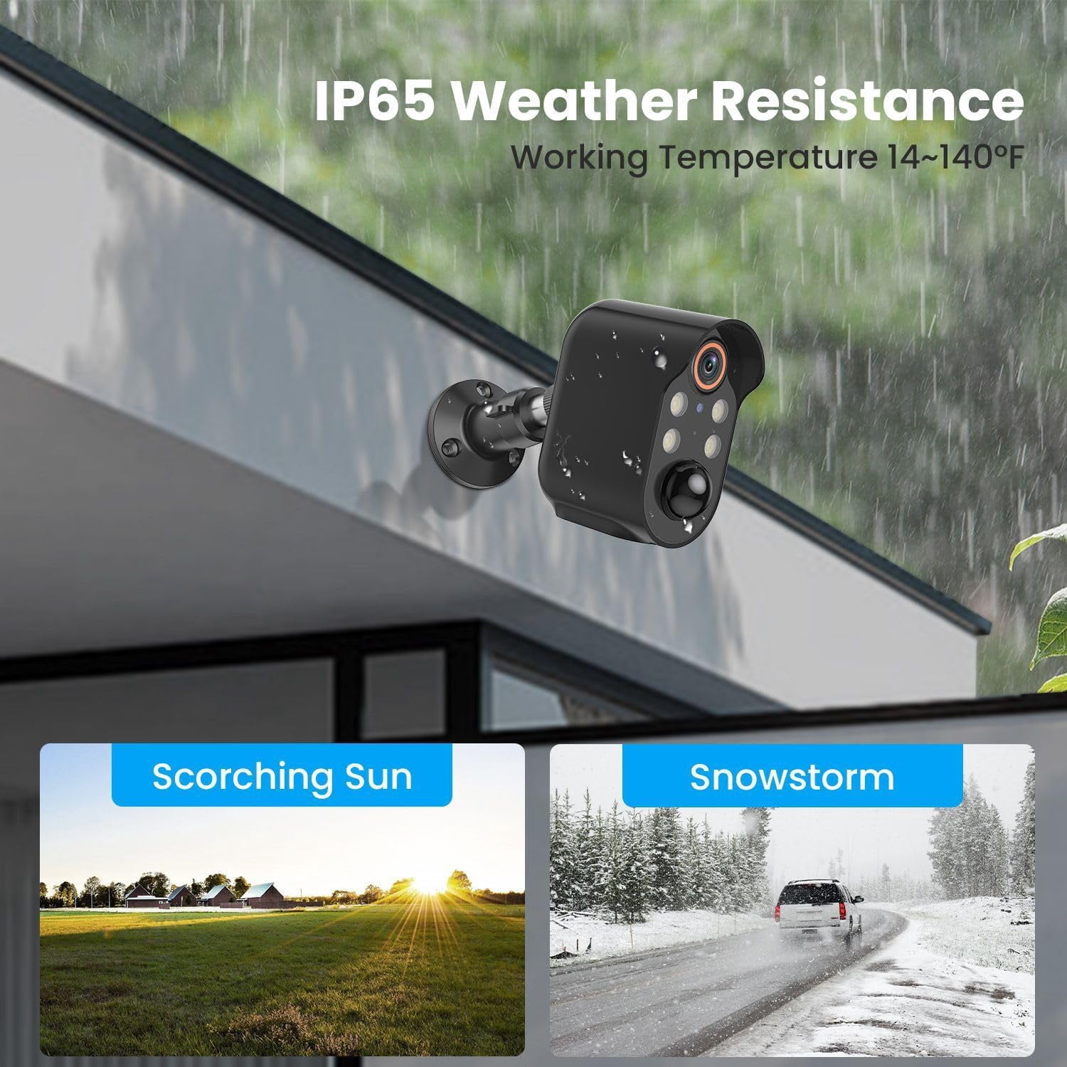 Wireless Cameras for Home/Outdoor Security, Battery Powered 1080p HD Wifi Security Outdoor with Spotlight, AI Motion Detection, Siren, Color Night Vision, 2-Way Talk, Cloud Storage,White