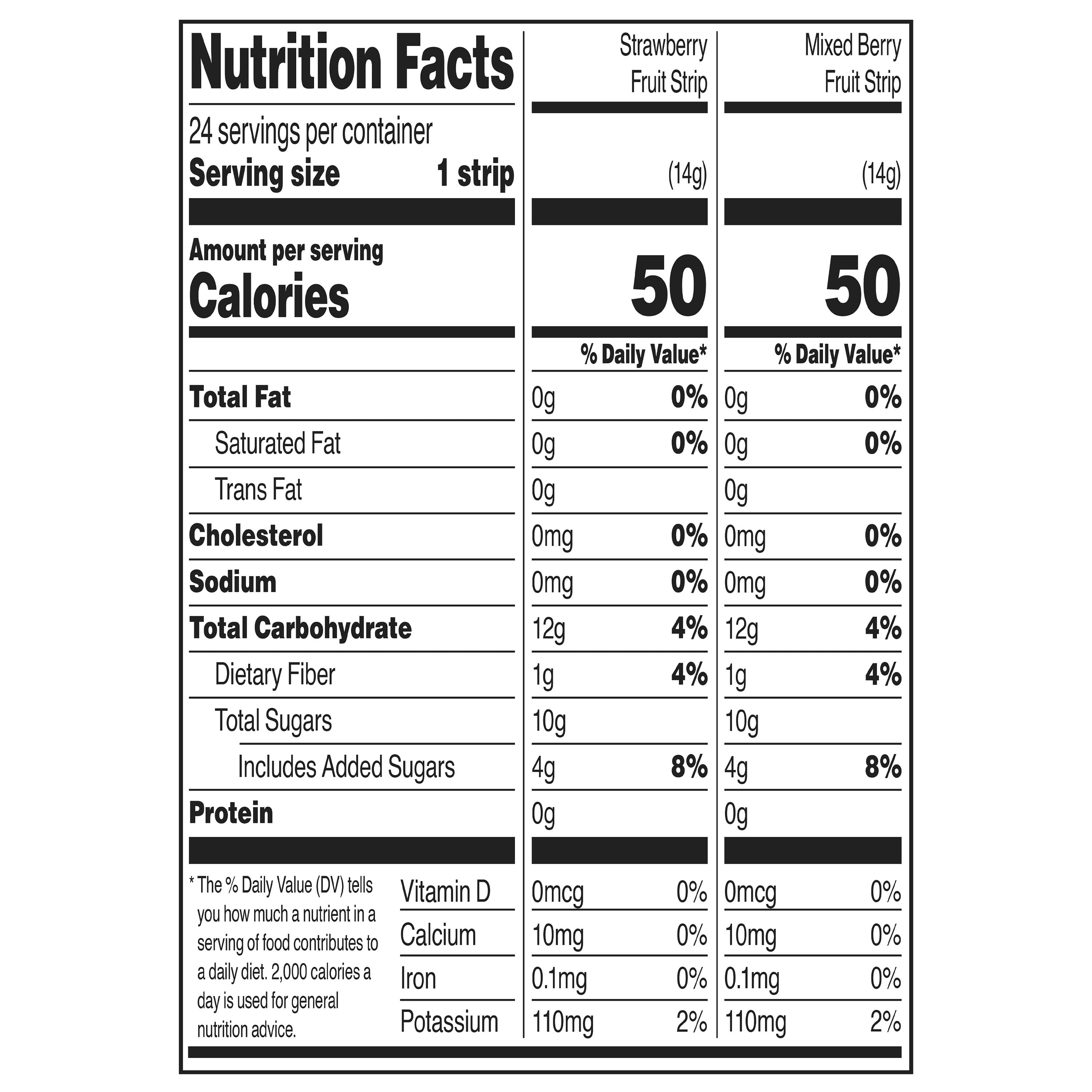 (2 pack) bettergoods Mixed Berry and Strawberry Fruit Strips Variety Pack, 0.5 oz, 24 Count