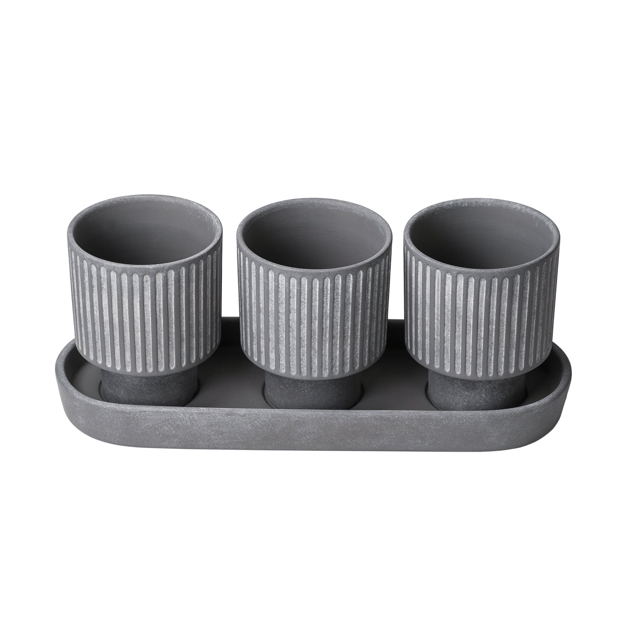 (2 pack) Better Homes & Gardens 4-Piece Ceramic Herb Planter, Gray