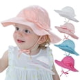 thumbnail image 4 of Baby Girl Sun Hat Summer Beach Hats with UPF50+ Sun Protection Wide Brim Toddler Sun Hat Cap, 4 of 6