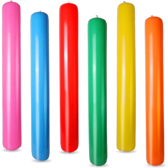 6PCS Giant Inflatable Pool Sticks Colorful Blow Up Pool Swimming Noodles for Swimming Pool Beaches Party