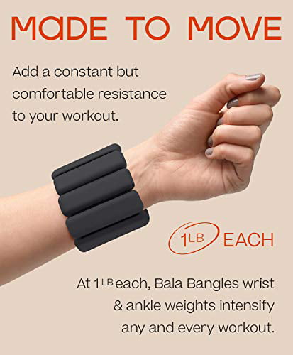 Bala Bangles Pilates Dance Fully Adjustable Wearable Wrist & Ankle Weights Barre Yoga 1 Pound Each Walking Aerobics 2 Per Set Running Cardio 