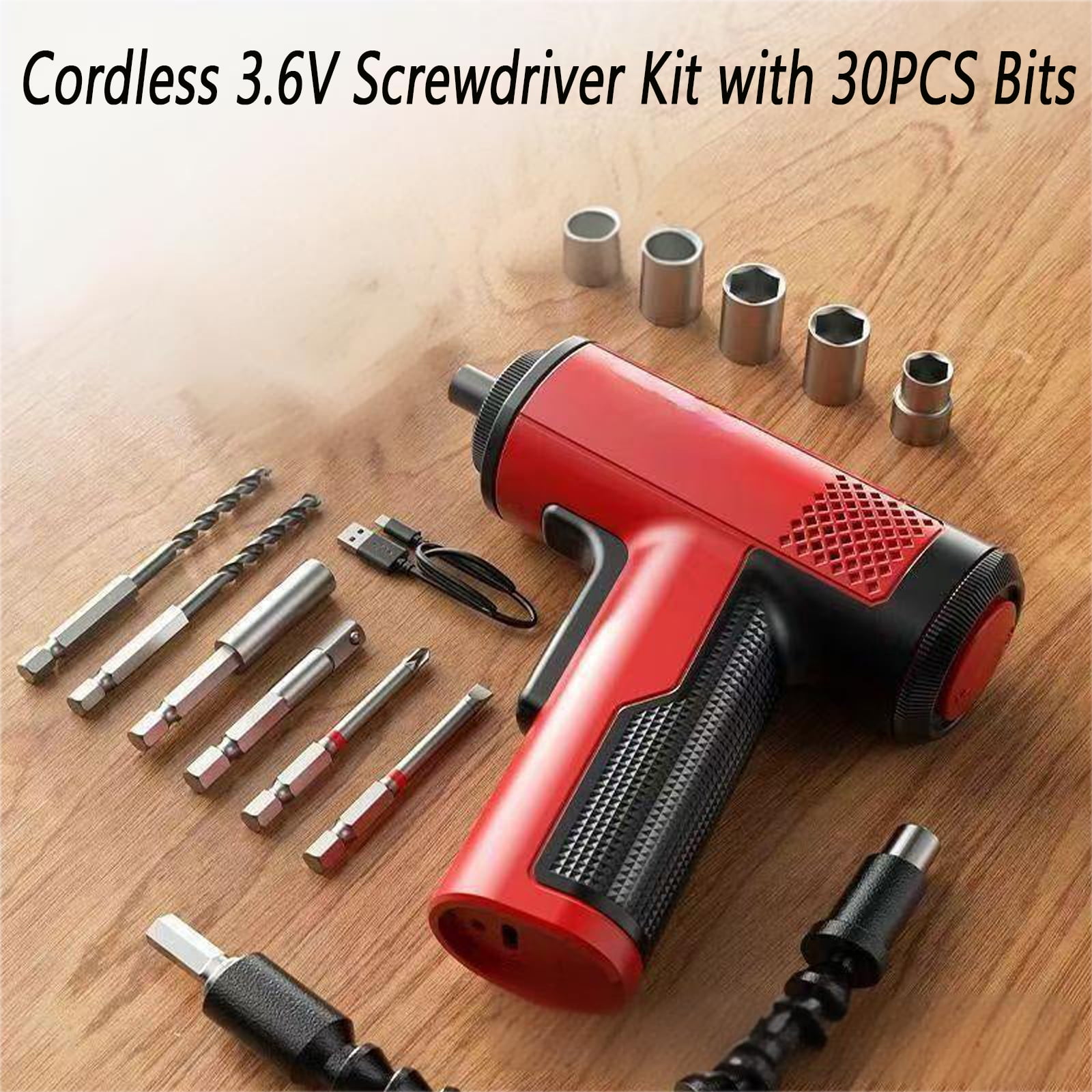 Cordless 3.6V Screwdriver Kit with 30PCS Bits, Mini Cordless Electric Screwdriver Set, Rechargeable Power Screwdrivers, Portable Electric Screw Driver for Home DIY, Furniture Assembly