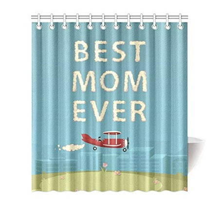 BPBOP Best Mom Ever Waterproof Fabric Shower Curtain 66x72