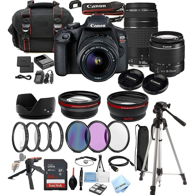 Canon EOS Rebel T7 DSLR Camera Kit w/EF-S 18-55mm + 75-300mm