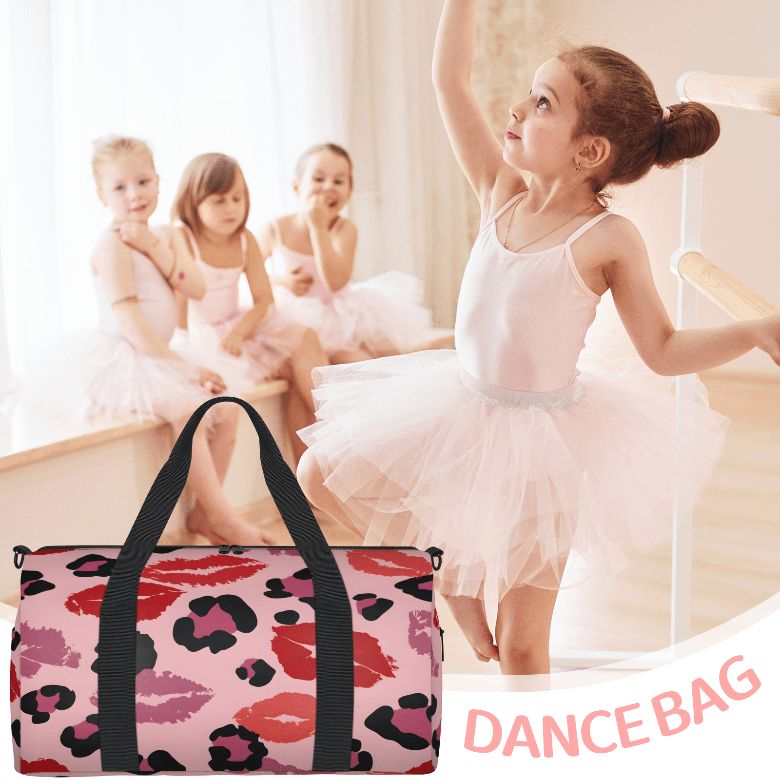 Herdesigns Valentine's Day Gym Bag for Women, Duffle Bag for Travel Sport, Lightweight Waterproof Carry on Weekender Dance Yoga Workout Bags