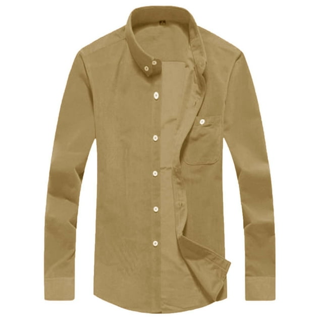 Button Down Shirts for Men Tailoring Double Placket Long Sleeved Black Mens Fall Clothes size XL