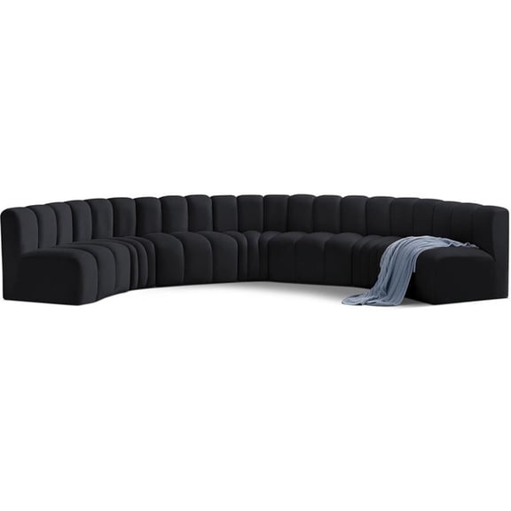Meridian Furniture Arc Black Velvet Modular Sectional