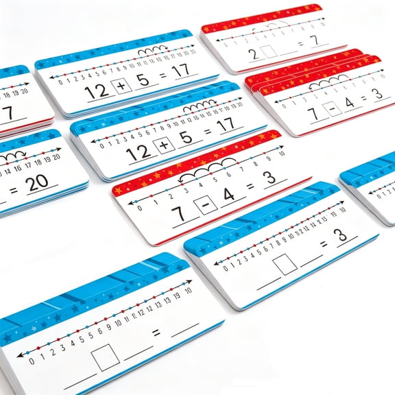 20 Pack Dry Erase Number Line Board Card,Double Sided Writable and Erasable Board Card,Addition & Subtraction Flash Cards Set,Math Games Cards,Math Flash Cards for Home,12*4 in,Topboutique