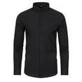 thumbnail image 4 of Yufatyle Men's Stretchy Dress Shirts Formal Long Sleeve Button Down Shirt Wedding Prom Slim Fit Solid Color Cotton Tops Black S, 4 of 4