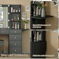 thumbnail image 4 of Vanity Desk & Power Outlet, Makeup Vanity with Mirror and 10 LED Lights, 3 Lighting Modes Brightness Adjustable, Makeup Table with 4 Shelves and Fold-up Panel, Vanity Set for Bedroom, 4 of 5