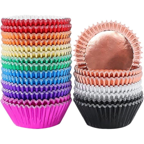 200pcs Cupcake Liners for Baking, Foil Cupcake Liner, Standard Size 2 Inches 10 Colors Cupcake Liners
