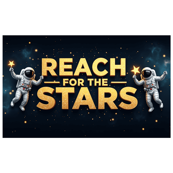 LUUFILx Astronaut Inspirational Banner Reach for the Stars Background for Event Party Decor Backdrop Outer Space Theme Celebration School Classroom Wall Poster