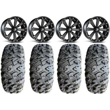 MSA Black Kore 14 UTV Wheels 28 MotoClaw Tires Can-Am Maverick X3 / Honda Pioneer 1000 / Talon