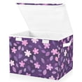 thumbnail image 2 of Purple Flower and Leaf Large Storage Bins with Linen Collapsible Lid Storage Box 16.7 x 12.6 x 11.8in, 2 of 7