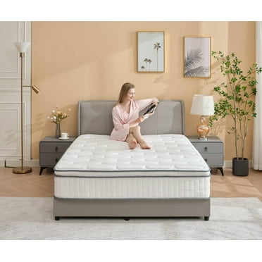 King Hybrid Memory Foam Mattress in a Box with Independent Spring,Cooling Gel and Pressure Relief,Medium Firm,12in