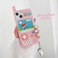 thumbnail image 2 of Kawaii Phone Case for iPhone 13 Pro Max,Cute Cartoon Retro Phone Case with Keychain Retro Classic Cellular Phone 3D iPhone 13 Pro Max Case Pink Soft S, 2 of 4