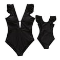 thumbnail image 3 of GYRATEDREAM Mommy and Me Swimsuit One Piece Solid Color V Neck Bathing Suits Family Matching Swimwear Monokini, 3 of 8