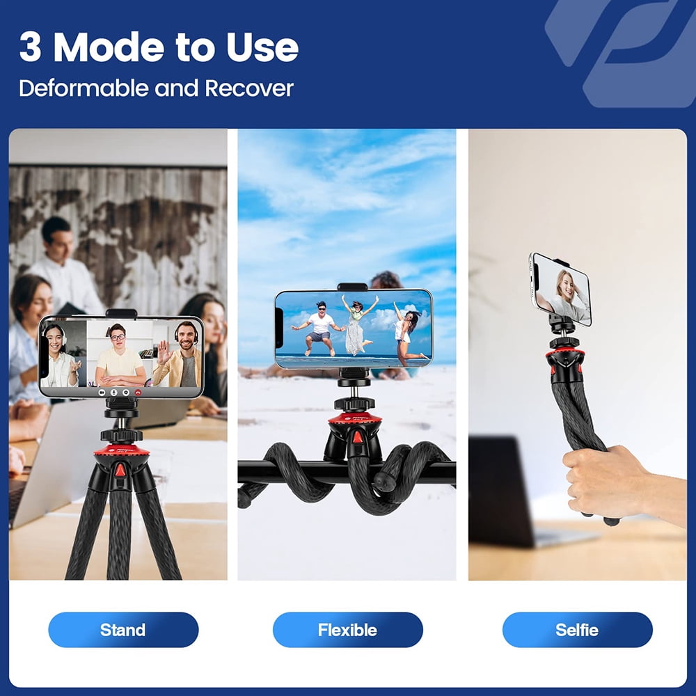 FotoPro UFO 2 Flexible Tripod with Smartphone and GoPro Adapter, 28.22 oz Capacity, Black/Red