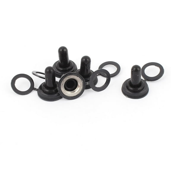 Unique Bargains 5Pcs 12mm  Toggle Switch Waterproof Rubber Cover Boot Cap Black