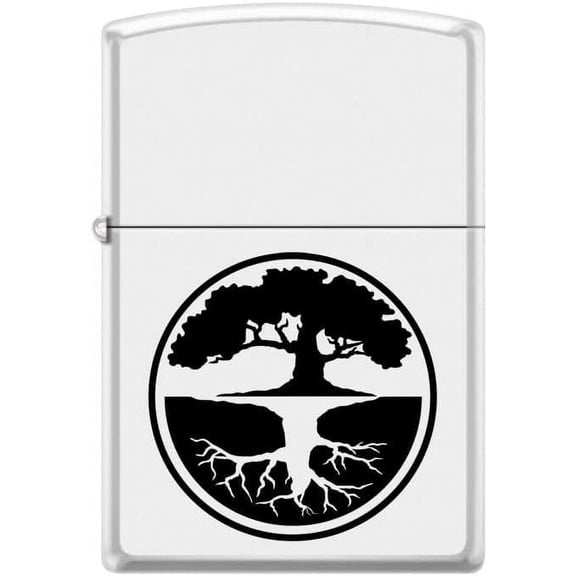 Zippo Lighter- Tree of Life Windproof Lighter (White Matte #Z5446)