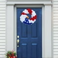 thumbnail image 4 of Hovilon Independence Day Wreath - USA Patriotic Heart Star Wall Decor, Red White Blue Pom Pom Door Hanging, 4th of July Memorial Day Party Centerpiece, American Flag Inspired Home Ornament, 4 of 7